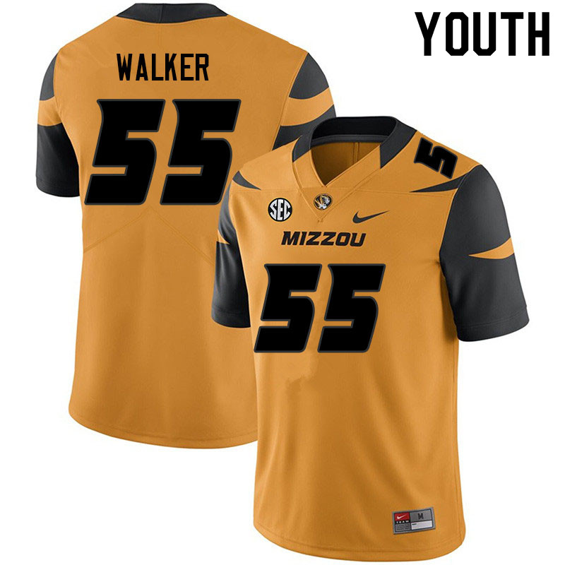 Youth #55 Arden Walker Missouri Tigers College Football Jerseys Sale-Yellow